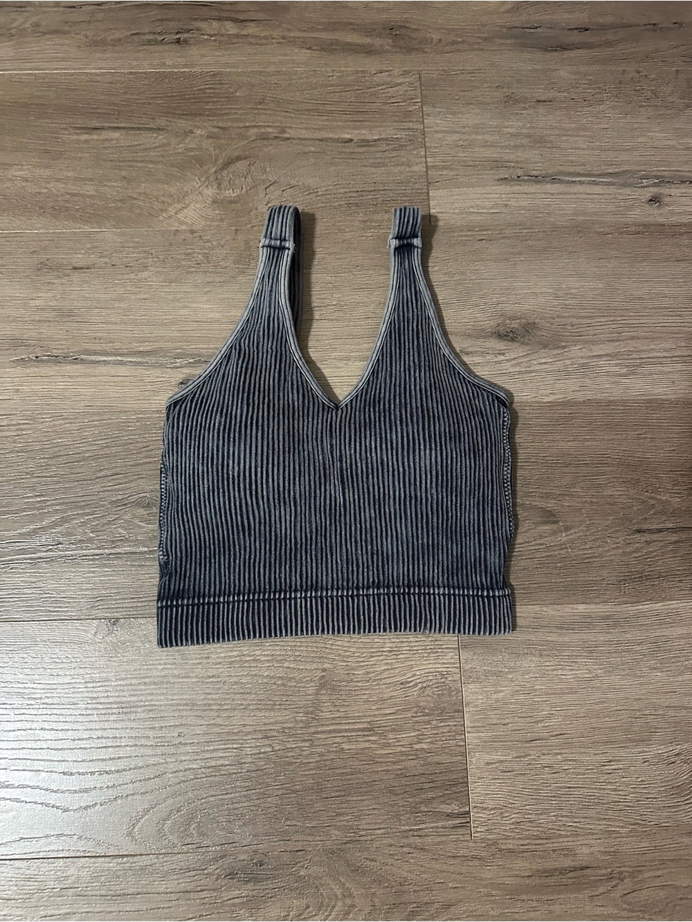 Zenana Outfitters Charcoal Ribbed V-Neck Cropped Tank
